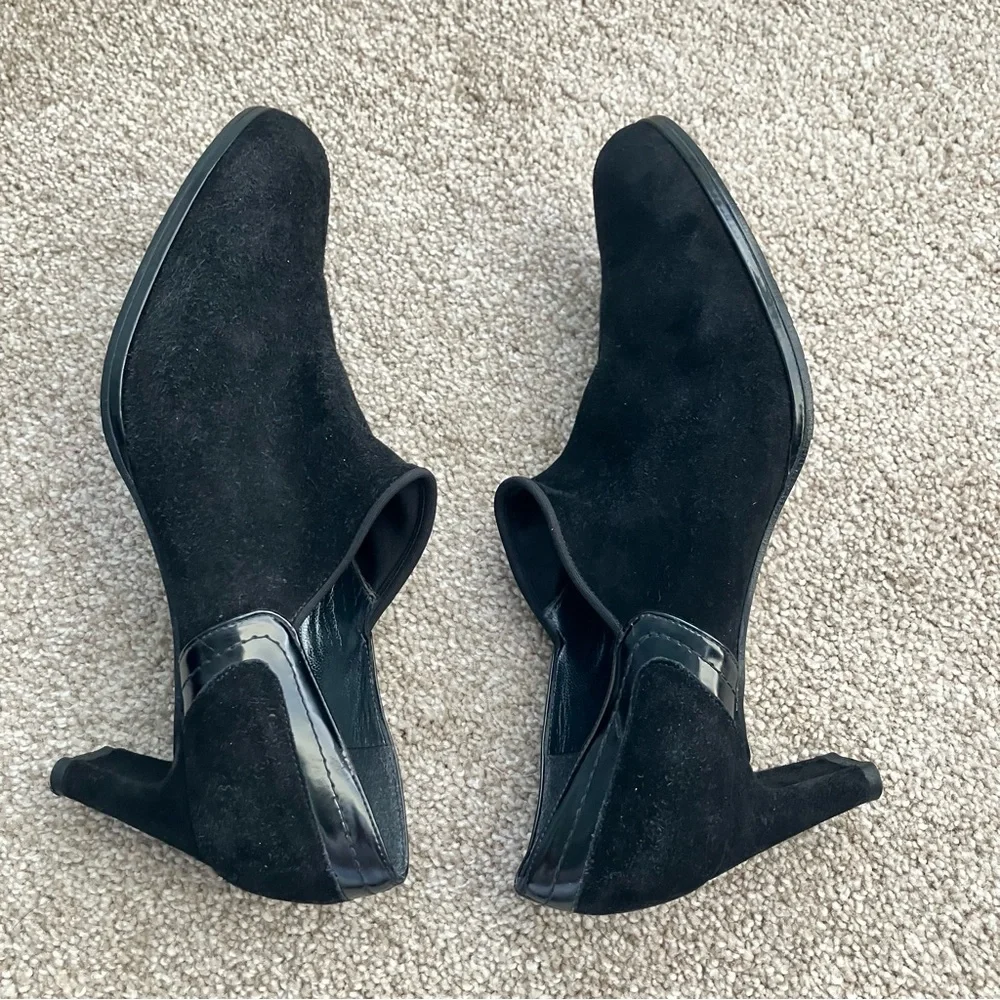 Stuart Weitzman‎ Black Suede Mule Heeled Booties Size 8 1/2M